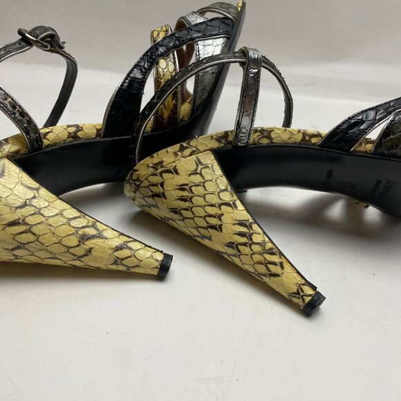 Miu Miu Snakeskin Print Leather Strappy Heels Size 38.5 - Picture 8 of 12